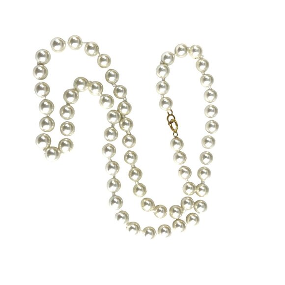 14K Yellow Gold and Cultured Pearl Necklace 5mm - Picture 6 of 7